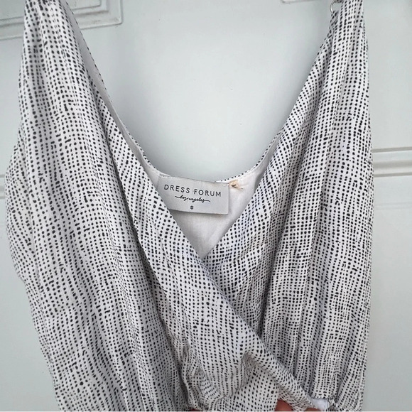 Dress Forum Black White Adjustable Straps Polkadot Jumpsuit Pockets Small - Picture 6 of 13